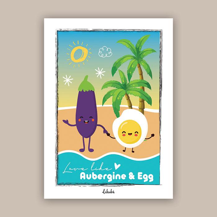 Aubergine & Egg Love - Original Art Print | Poster | Canvas