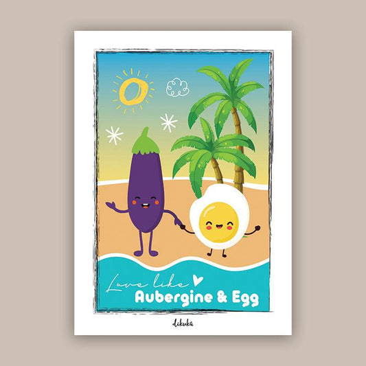 Aubergine & Egg Love - Original Art Print | Poster | Canvas