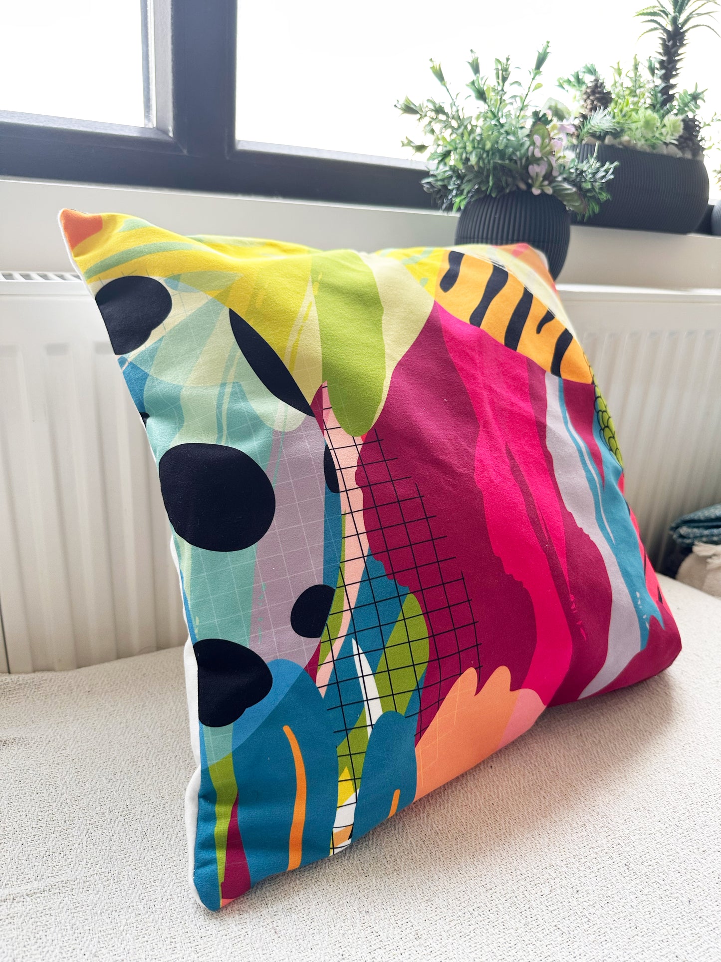 Tropilkal Desenli Modern Orjinal Tasarım Kırlent Kılıfı 43X43cm Yastık Kılıfı