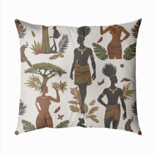 Afrika & Madagaskar” – Soyut Silüetler ve Doğadan 43x43 Yastık Kılıfı
