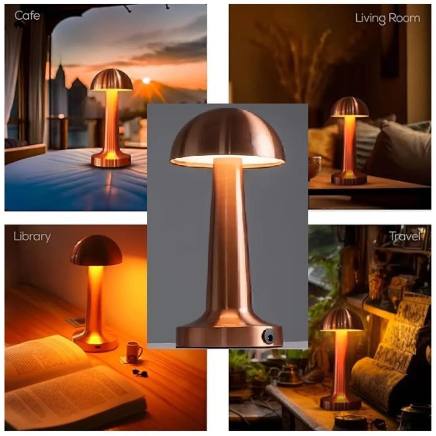Şarjlı LED Masa Lambası – 3 Kademeli Işık Ayarıyla BRONZ RENK