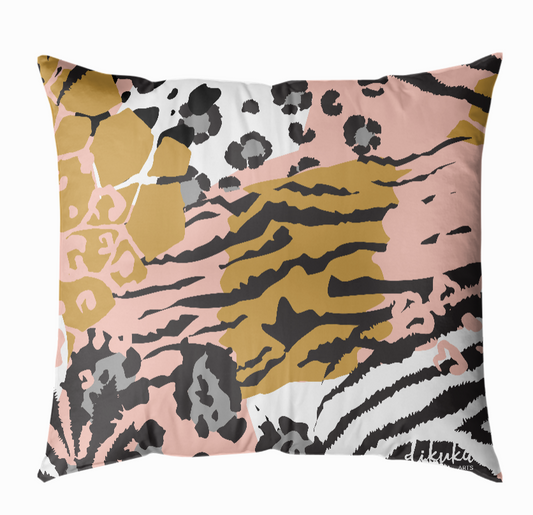 Hayvan Desenli Leopar Flamingo 1 43x43 Yastık Kılıfı