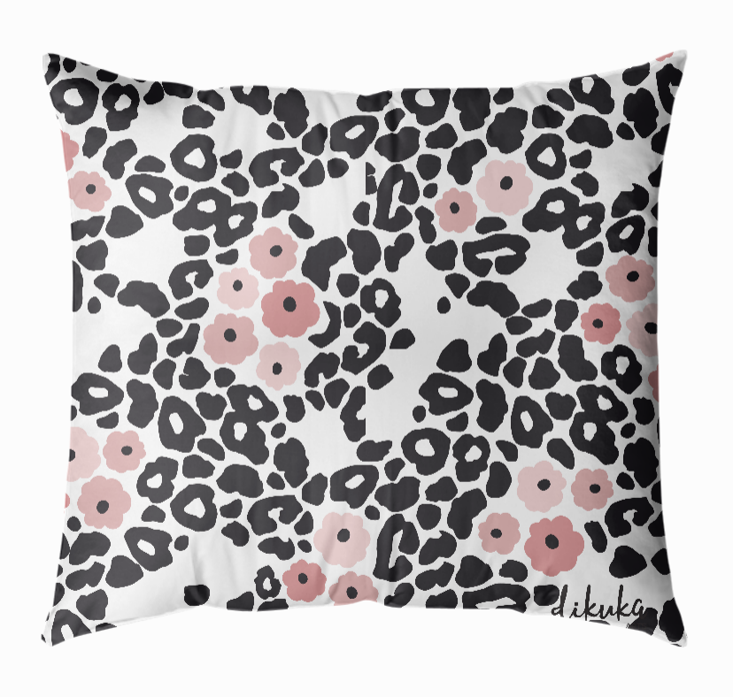 Hayvan Desenli Leopar Flamingo 3 43x43 Yastık Kılıfı