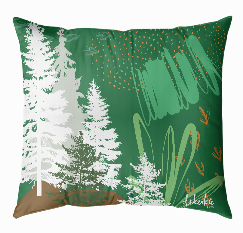 Çam Ağaçları Desenli 1 43x43 Yastık Kılıfı