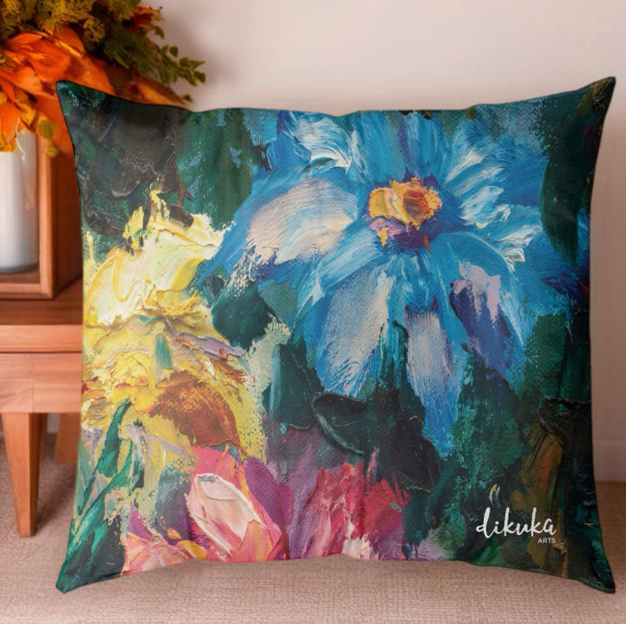 Vahşi Bahar – Sanatsal Çiçek Desenli  43x43 Yastık Kılıfı