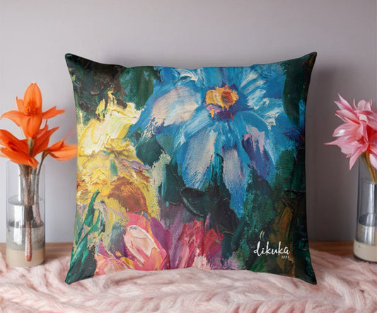 Vahşi Bahar – Sanatsal Çiçek Desenli  43x43 Yastık Kılıfı