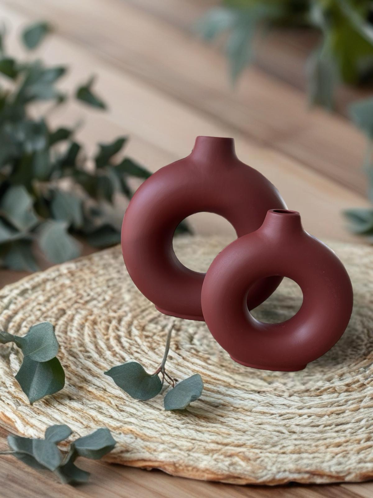 Halka Form Modern Seramik Vazo 2 li Set