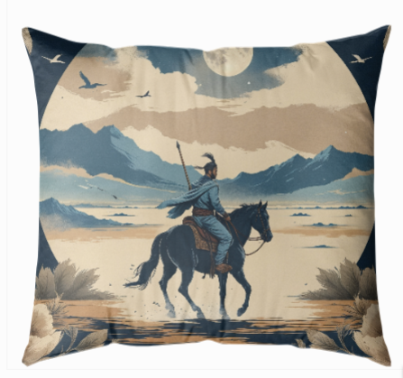 Türk Savaşçısının Anısına Tasarlanmış Yastık Kılıfı Baskısı (43x43 cm)