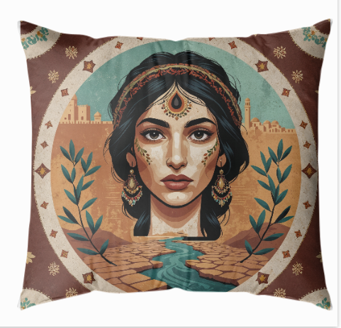 Zeugma Esintisi: Çingene Kızı Mozaiği Yastık Kılıfı 43x43 cm