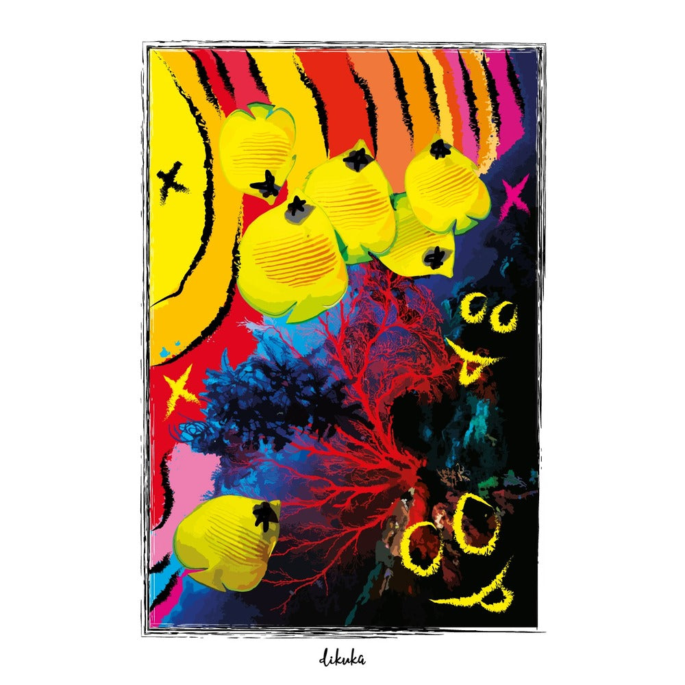 Yellow Tang Fishes - Original Art Print | Poster | Tablo