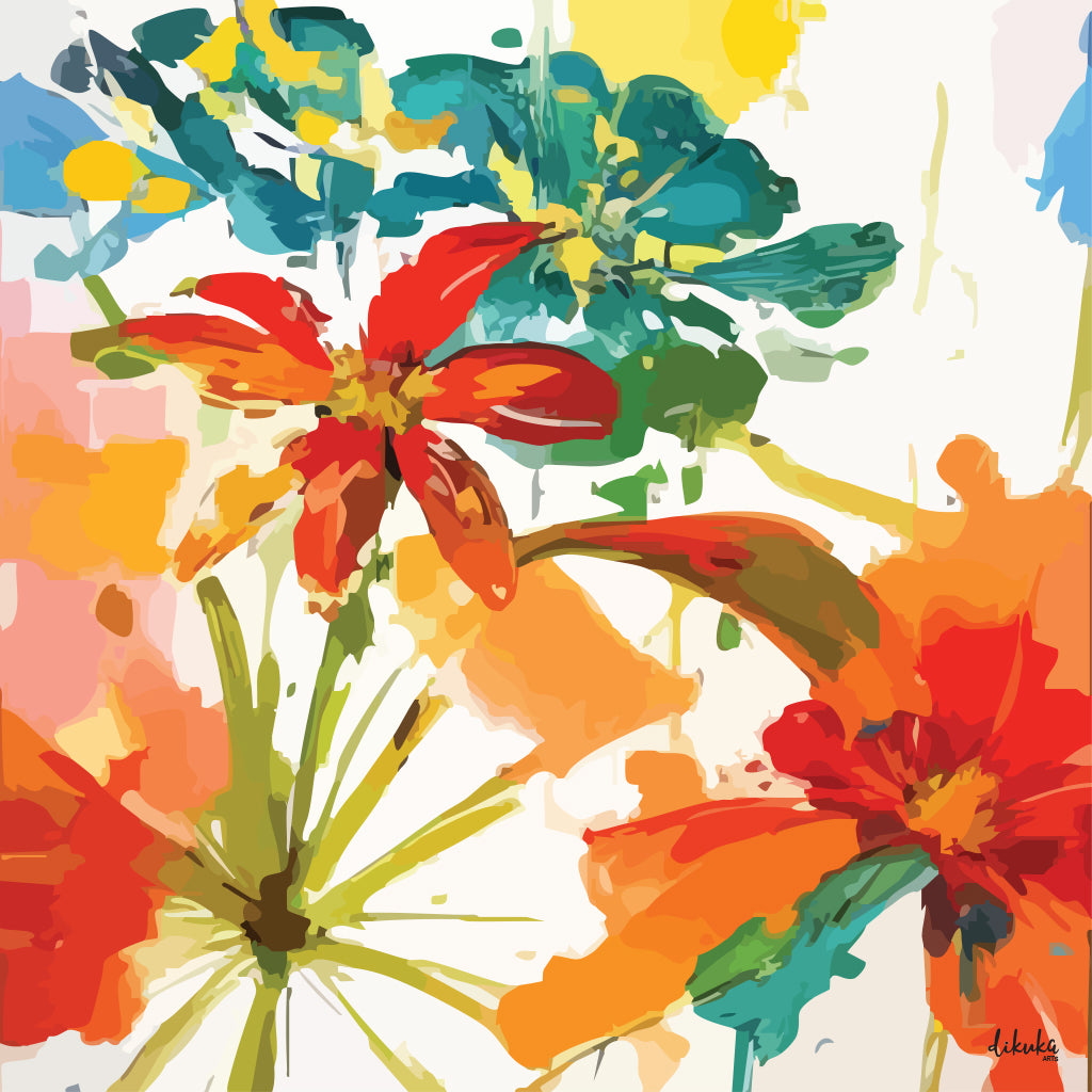 Çiçek Koleksiyonu 04 Abstract Modern Tuval Kanvas Tablo